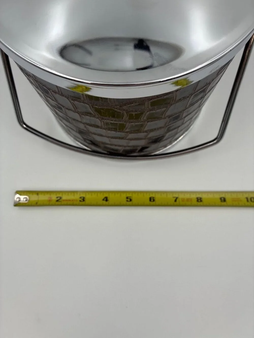 Serv-Master Creations Brown Faux Alligator Croc Ice Bucket Chrome Handle Lid
